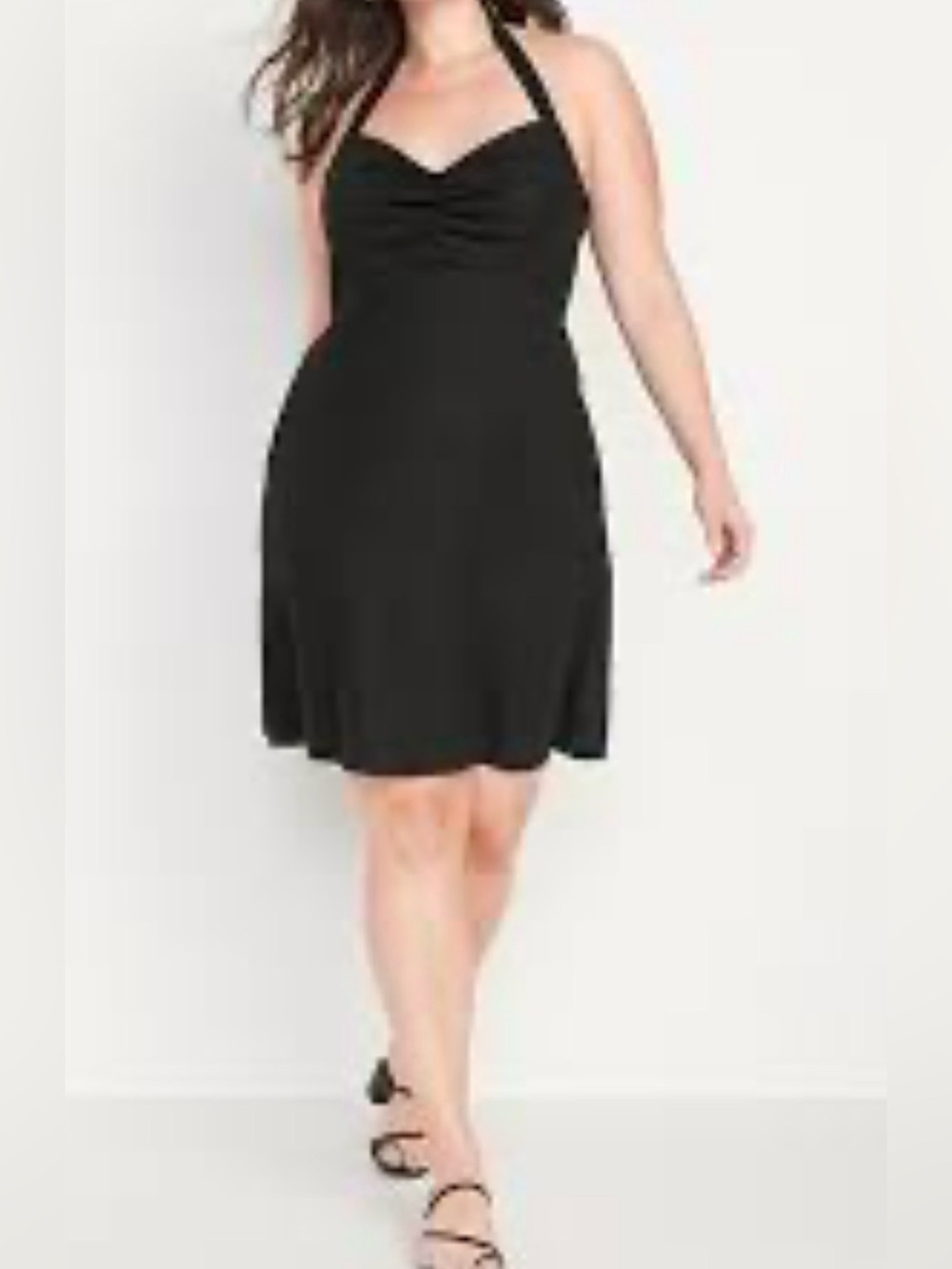 Women’s Old Navy Linen Black Halter Fit Flare A Line Dress Black XXL Tall